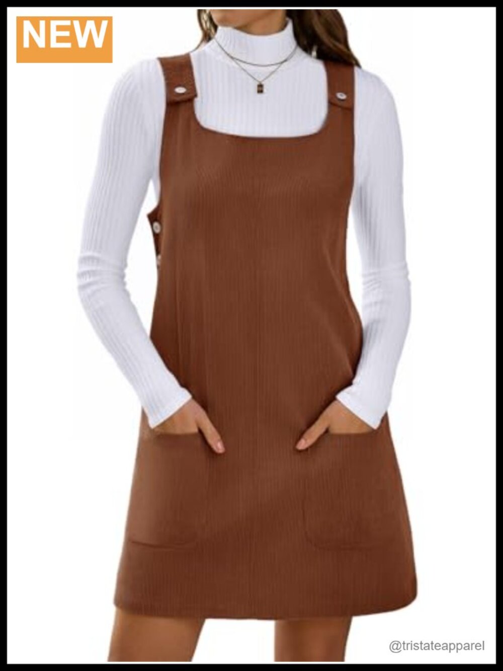 Corduroy Overall Dress Womens A-Line Sleeveless Mini Jumper Pinafore